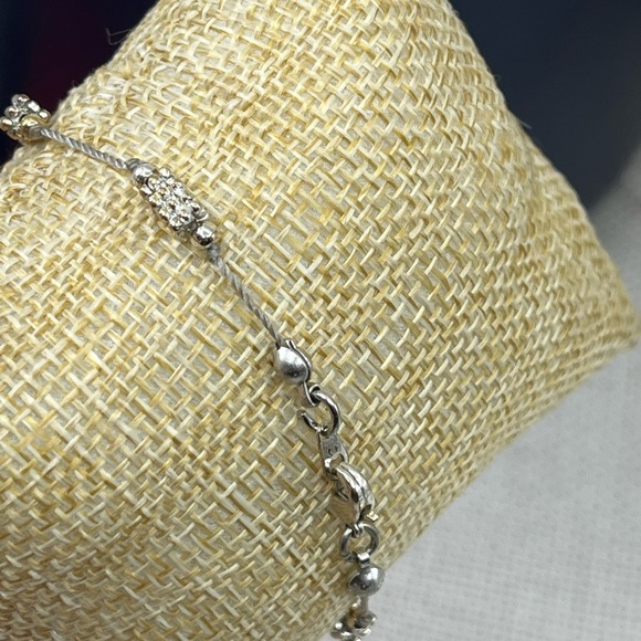 Vintage 1980s-90s Gold & Silver-Tone Beaded Cord Bracelet - Picture 9 of 14